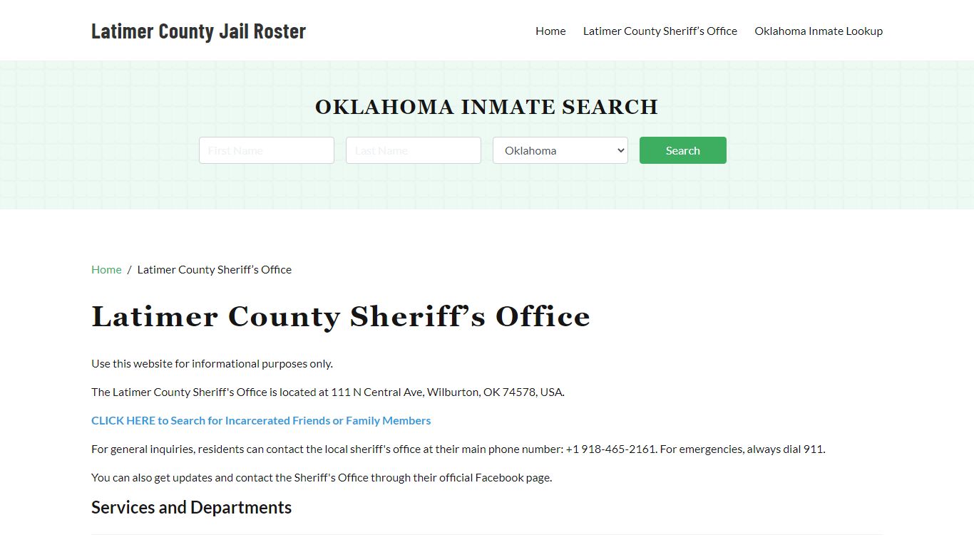 Latimer County Sheriff Office, OK, Arrest Warrants Search