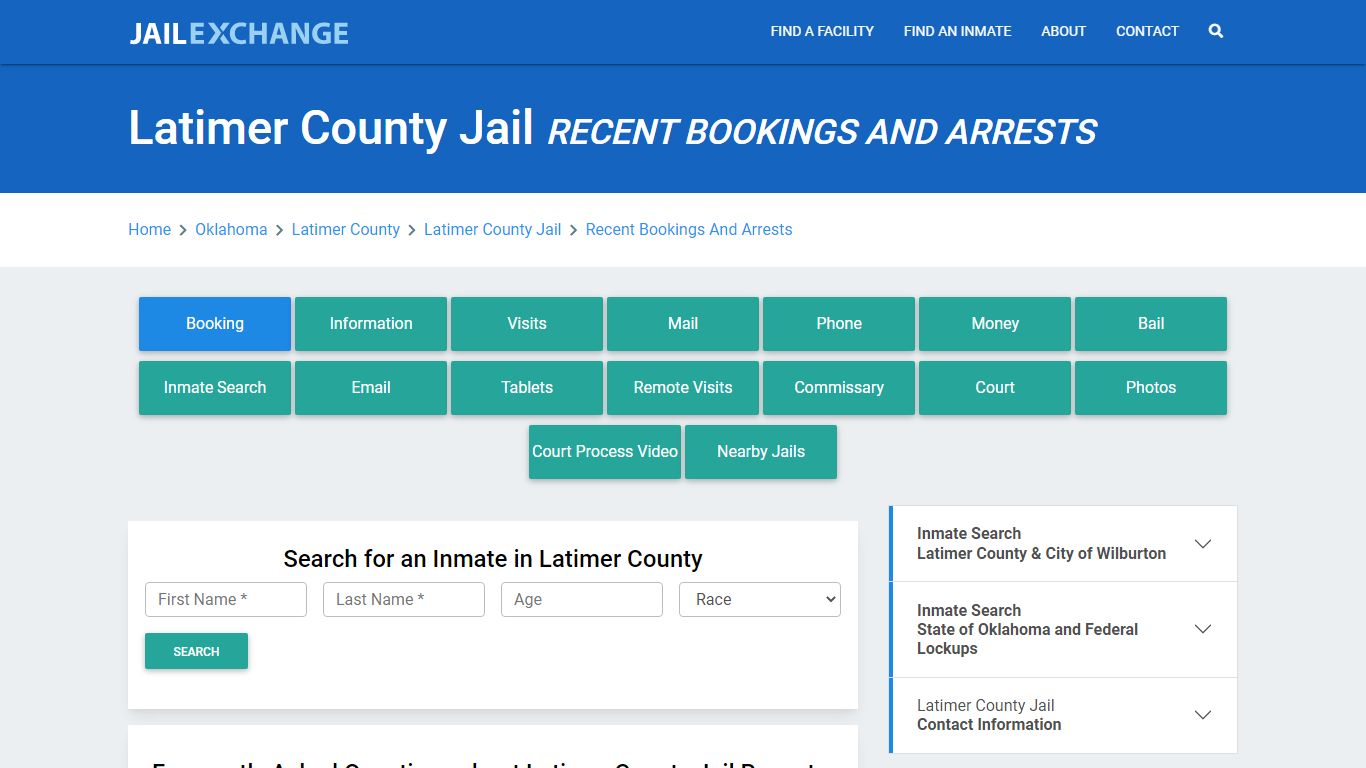 Latimer County Jail Recent Bookings And Arrests - Jail Exchange