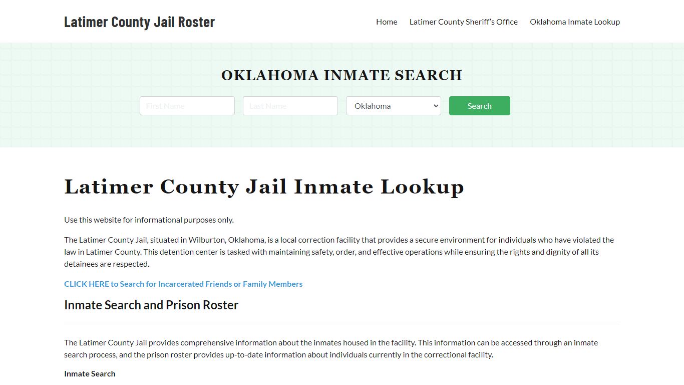 Latimer County Jail Roster Lookup, OK, Inmate Search