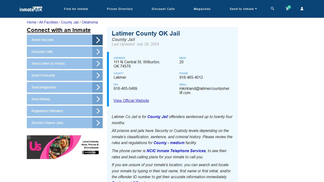 Latimer County OK Jail - Inmate Locator