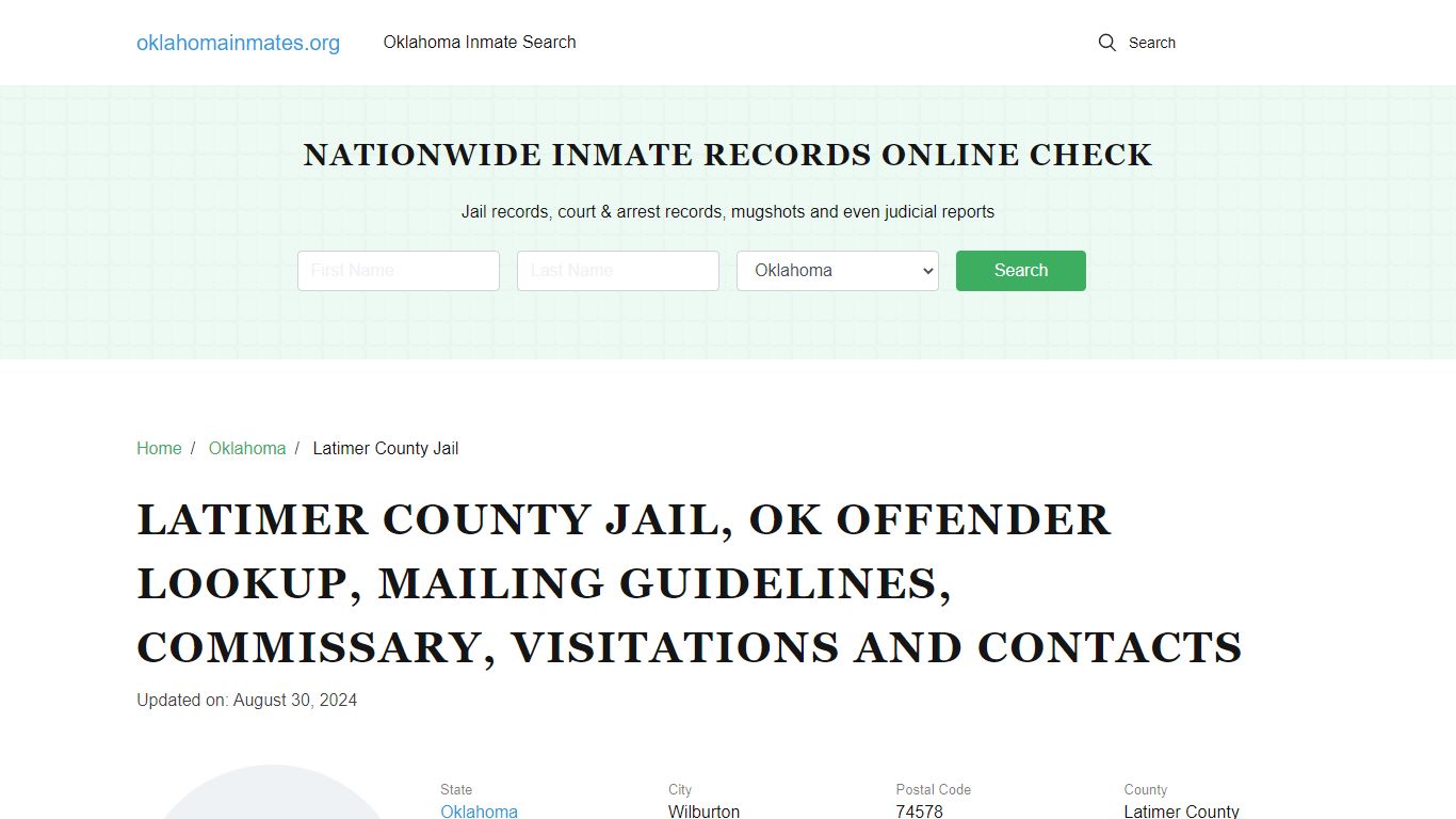 Latimer County Jail, OK: Inmate Search Options, Visitations, Contacts